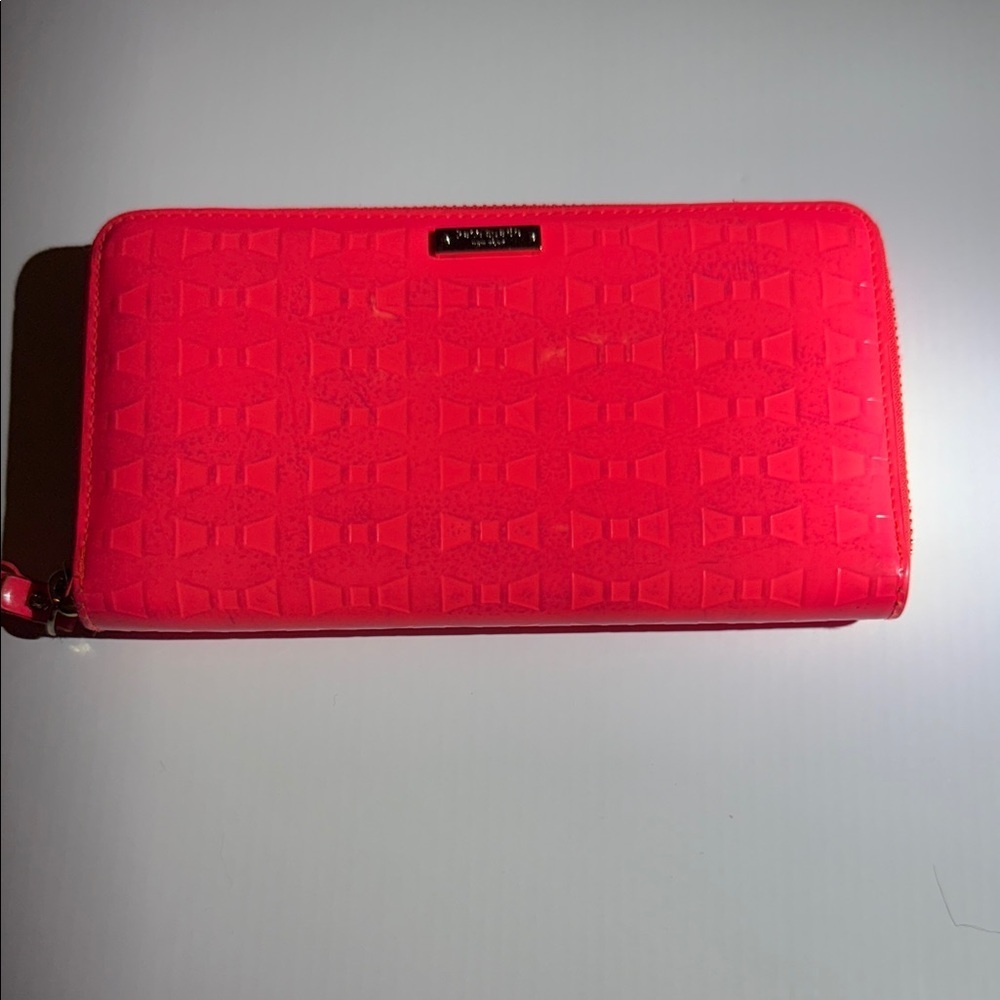 Kate Spade Bright Pink Bow Pattern Wallet
